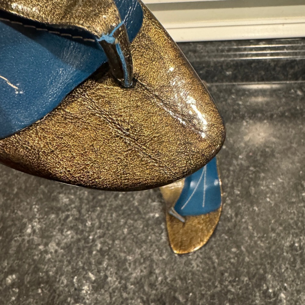 Vintage Kate Spade New York Green Metallic Patent Leather Made in Italy Pumps - Picture 10 of 10